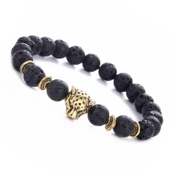 Wholesale Alloy Leopard Head Volcanic Rock Elastic Bracelet