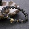 Wholesale Alloy Leopard Head Volcanic Rock Elastic Bracelet