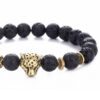 Wholesale Alloy Leopard Head Volcanic Rock Elastic Bracelet