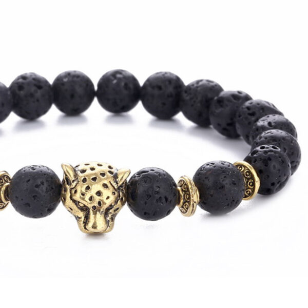 Wholesale Alloy Leopard Head Volcanic Rock Elastic Bracelet