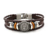 Wholesale vintage lion head studded leather men's bracelet