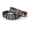 Wholesale vintage lion head studded leather men's bracelet