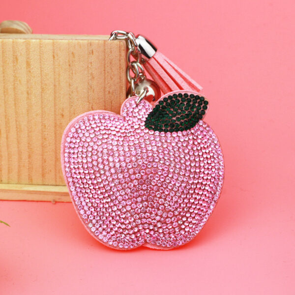 Wholesale Velvet Inlaid Diamond Apple Keychains