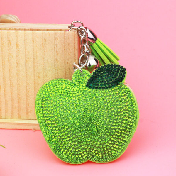 Wholesale Velvet Inlaid Diamond Apple Keychains