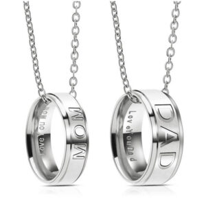 Wholesale DAD MOM Ring Titanium Steel Pendant Necklaces