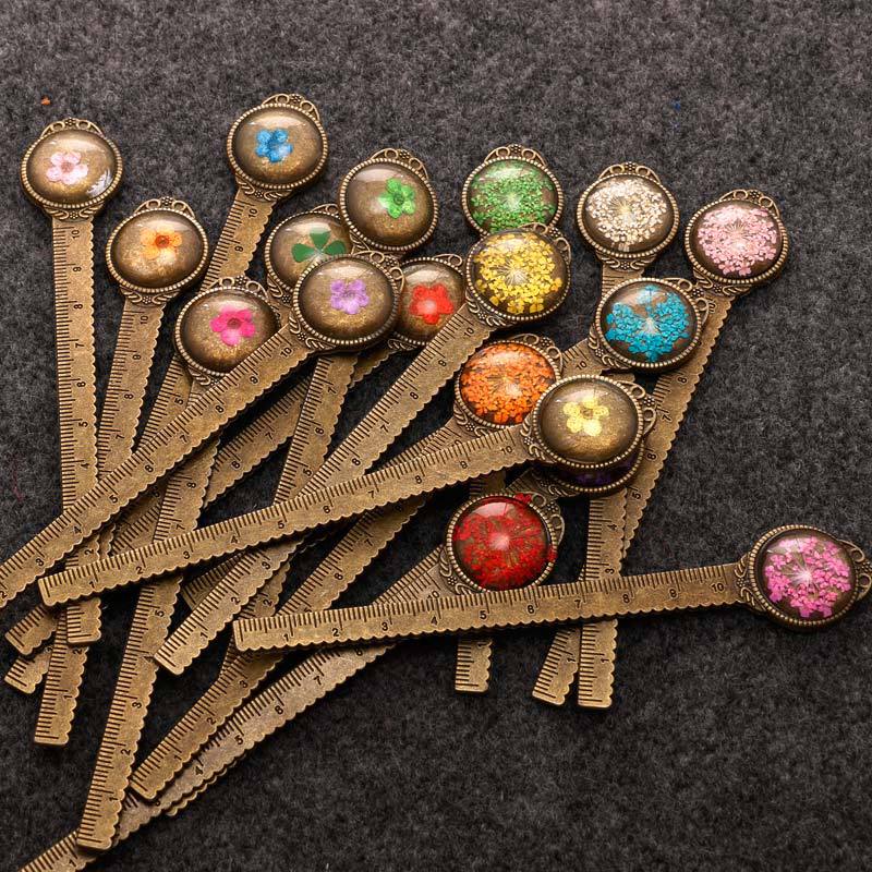 Wholesale Retro ied Flower Metal Eternal Flower ied Flower Multifunctional Ruler Bookmark