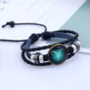 Wholesale Zodiac Sign Handwoven Vintage Leather Bracelet