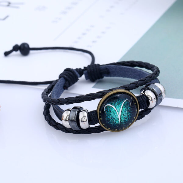 Wholesale Zodiac Sign Handwoven Vintage Leather Bracelet
