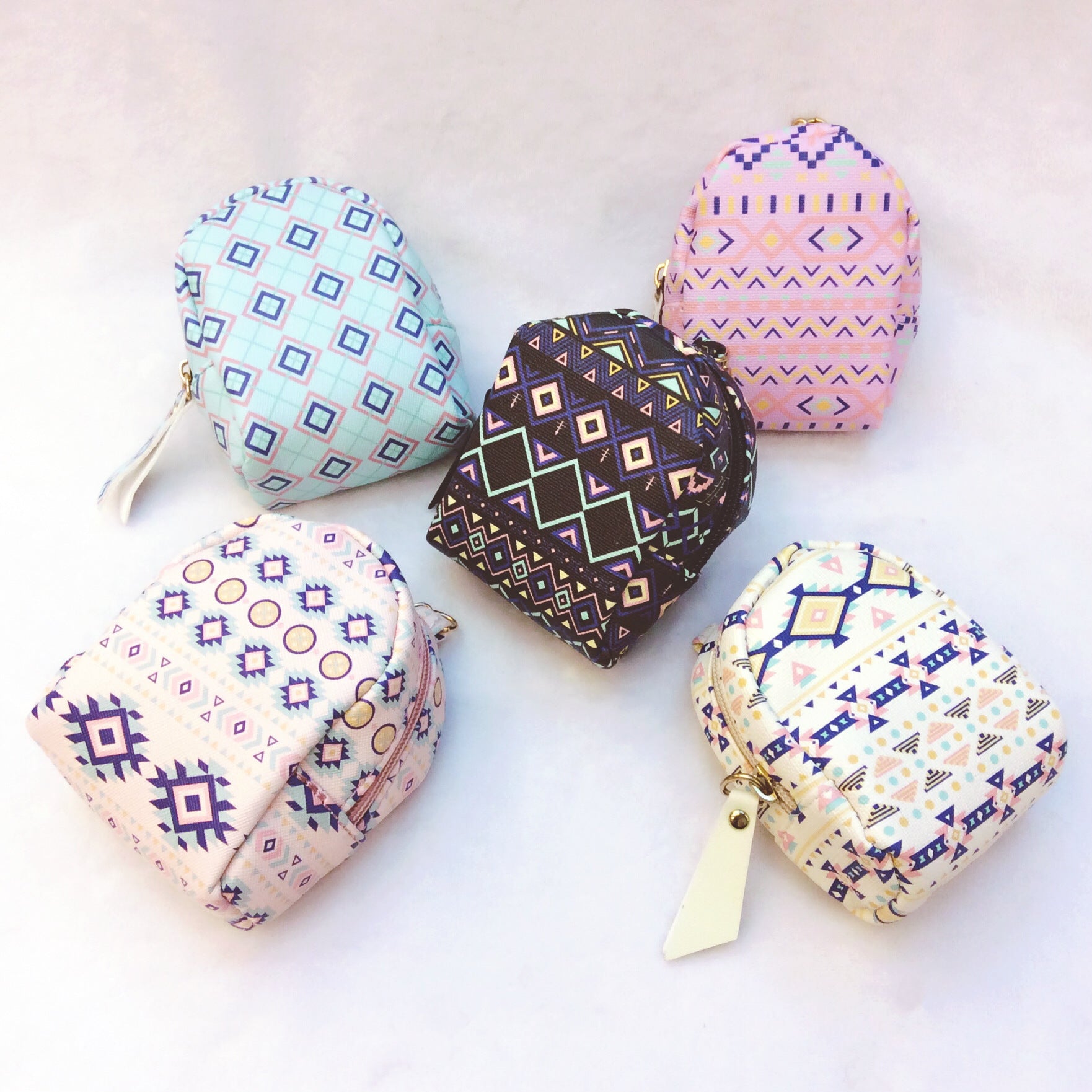 Wholesale PU Aztec Ethnic Mini Coin Purse Keychain
