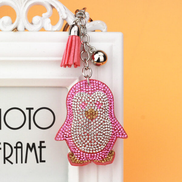 Wholesale Velvet Cute Penguin Tassels with Diamond Keychains