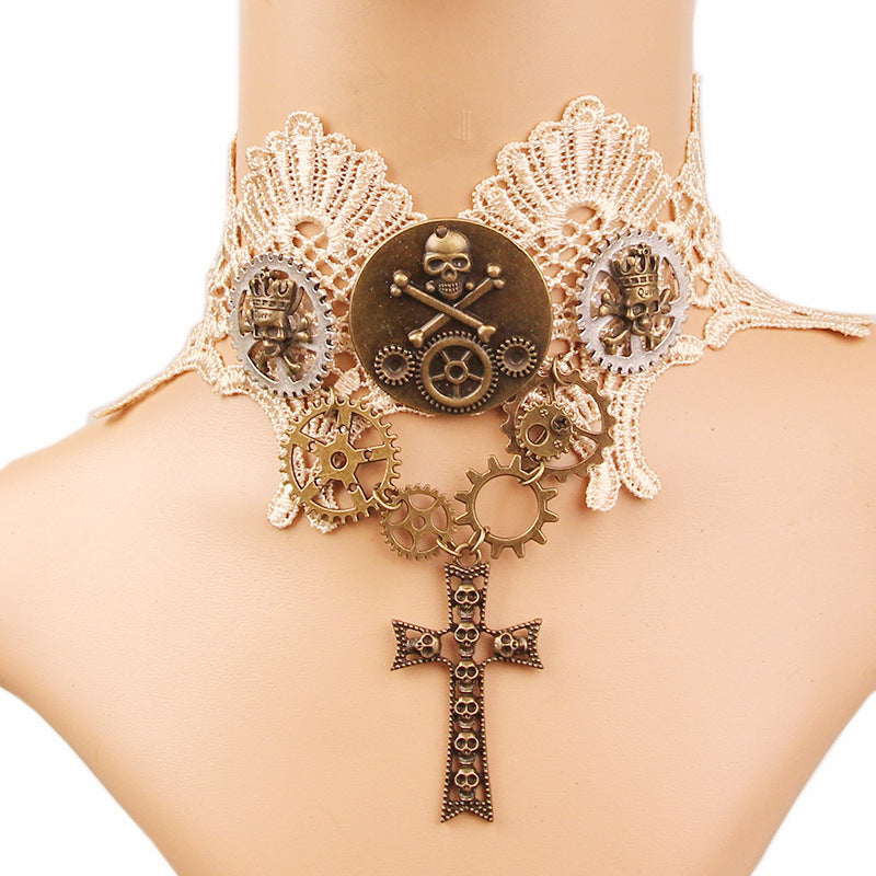 Wholesale Vintage Coee Lace Alloy Necklace