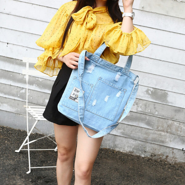 4503416842_113876710 Wholesale Denim Ripped Tote Bag