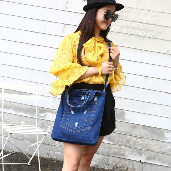 4503425635_113876710-1 Wholesale Denim Ripped Tote Bag