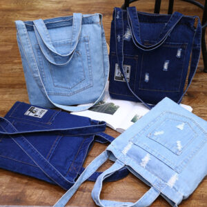 Wholesale Denim Ripped Tote Bag