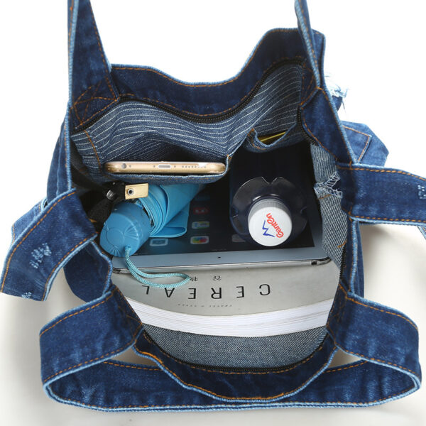 4508571562_113876710-1 Wholesale Denim Ripped Tote Bag