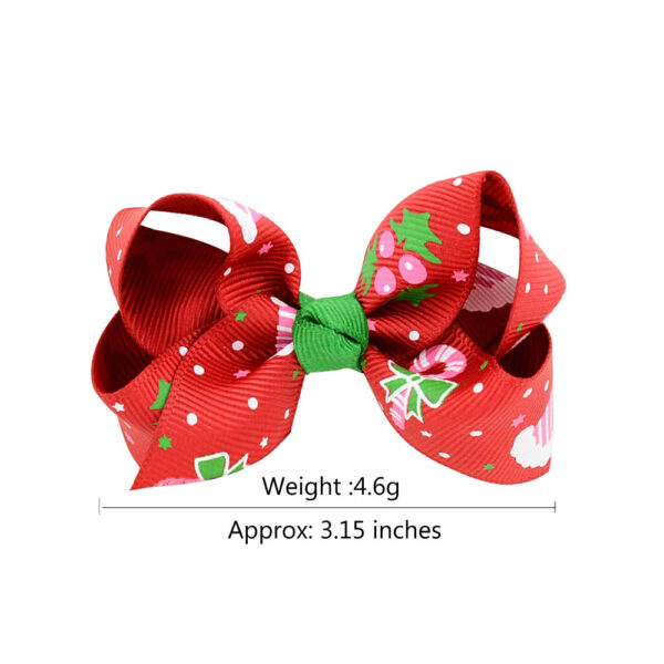 Wholesale Christmas children's printed bow baby polyester rib tape hair accessories