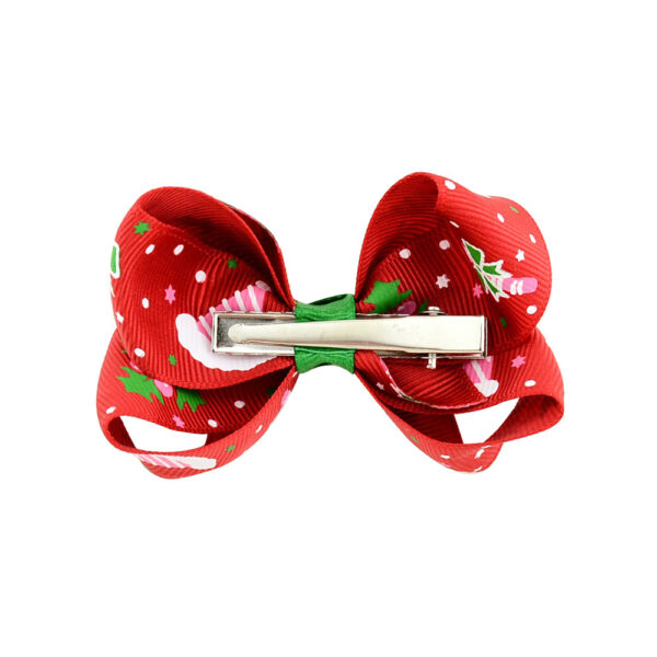 Wholesale Christmas children's printed bow baby polyester rib tape hair accessories
