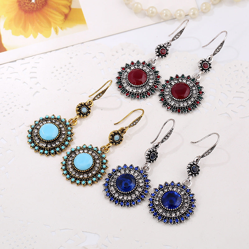 Wholesale Vintage Bohemian Suower Alloy Earrings