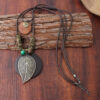 4568582456_1101126382 Wholesale Alloy Patterned Leaf Pendant Long Necklaces