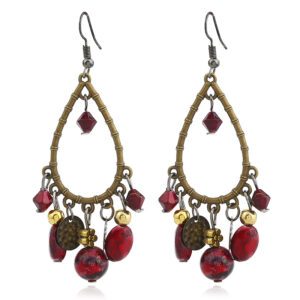 4573481978_1032549961 Wholesale Fashionable Ethnic Style Earrings, Retro Hollow Water Drop Beaded Tassel Earrings, Long Earrings