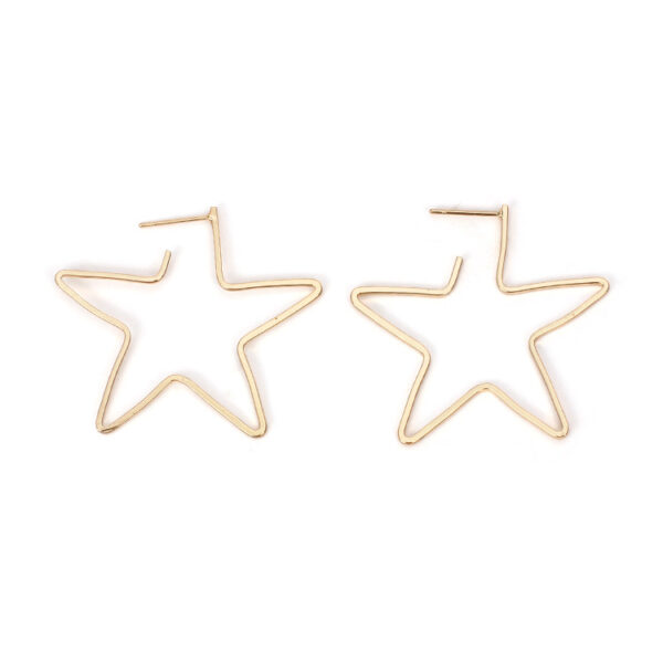 Wholesale Metal Hollow Five Pointed Star Earrings
