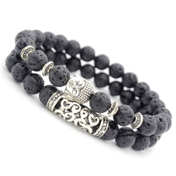 4621915839_1568480310 Wholesale Volcanic Rock Buddha Head Stone Combination Multi-Circle Beads Bracelet