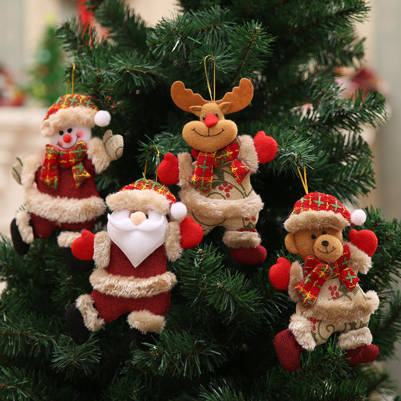 Wholesale Christmas Tree Aessories, Old Man, Snowman Bear, Fabric Doll Pendant