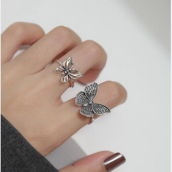 Wholesale Retro Hollow Butterfly Ring 2-piece Alloy Set