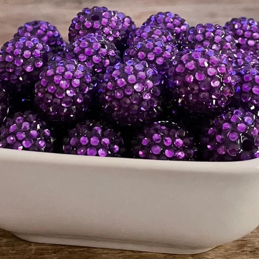 Wholesale 20MM Resin Plated Deep Purple Diamond Balls