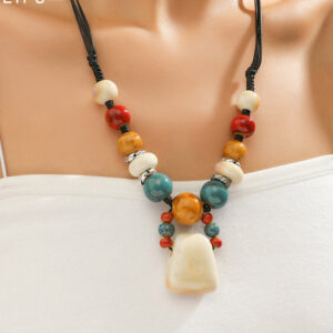 Wholesale Red Pendant Long Ceramic Necklace