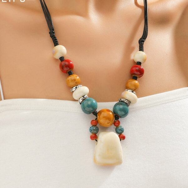 Wholesale Red Pendant Long Ceramic Necklace