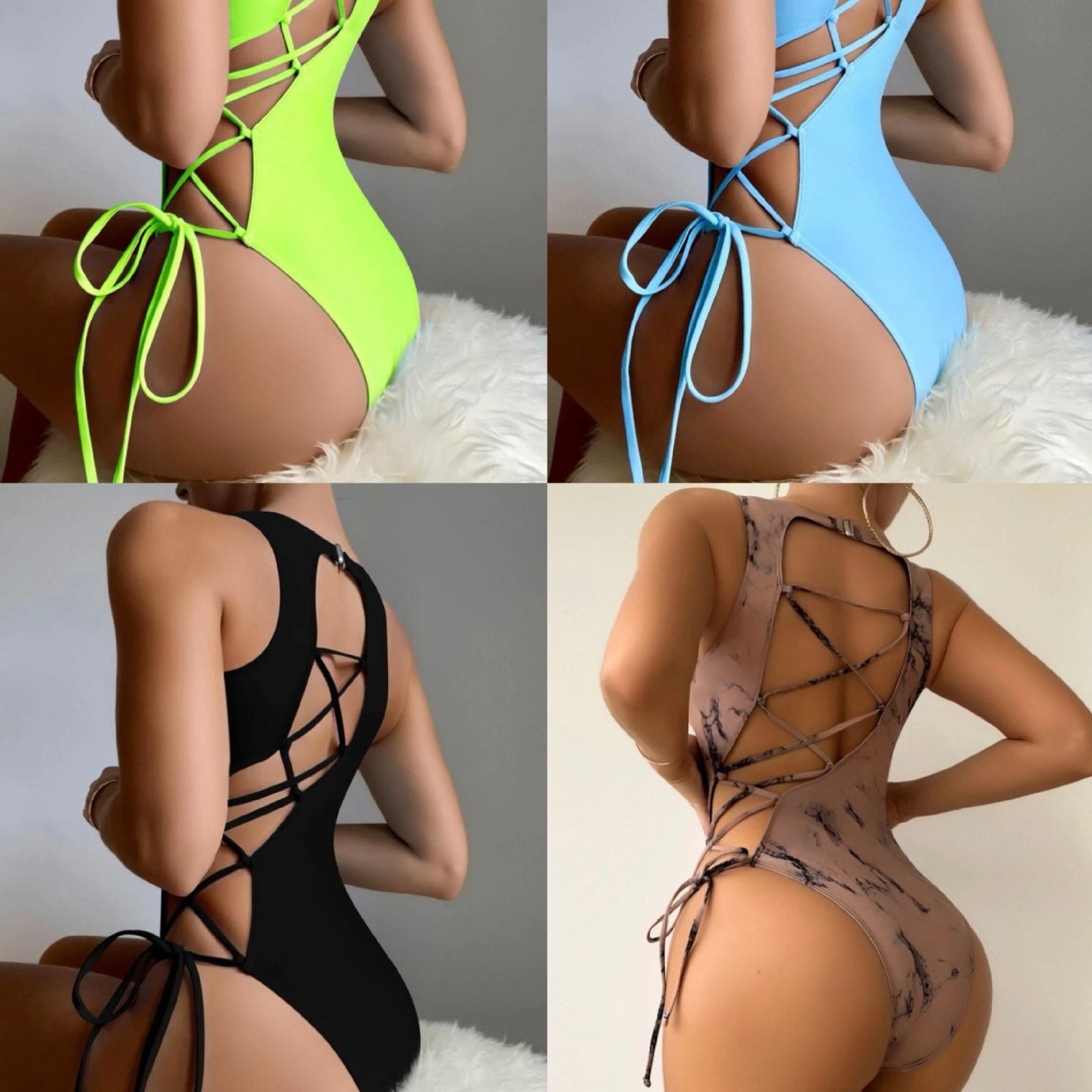 Wholesale Back Hollow Straps lyester Swimwear