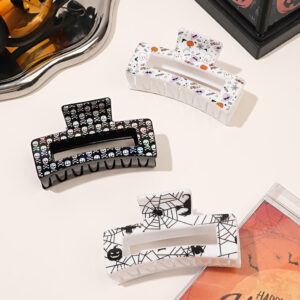 Wholesale Halloween Printed Skeleton Ghost Plastic Hair Clips