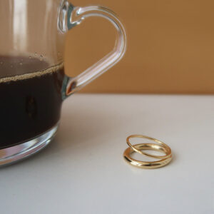 Wholesale double layered titanium steel gold-plated smooth ring