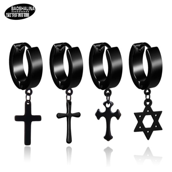 Wholesale Cross Punk Stainless Steel Earrings