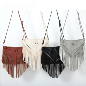Wholesale PU Rivet Tassel Shoulder Bag