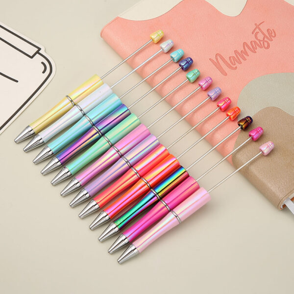 Wholesale Opal Beadable Pens Plastic UV Electroplating Gradient Pen DIY Handmade Beaded Pen