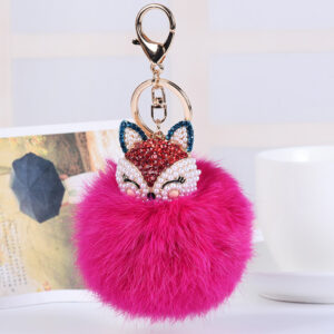 Red Ali head + Rose red fur ball / Full length 16cm pendant 10x8cm