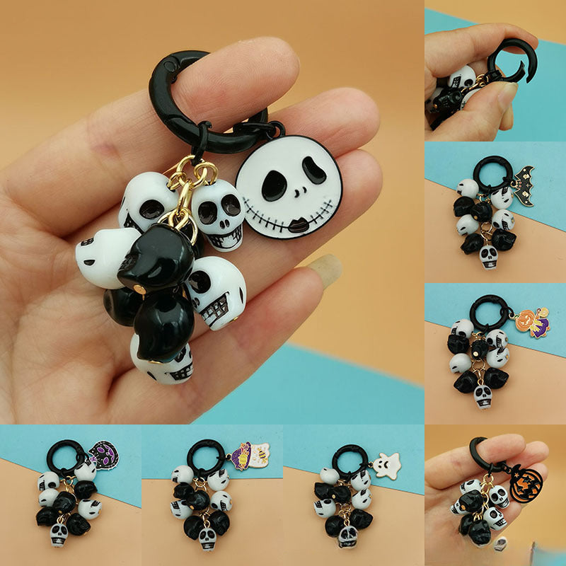 Wholesale Ghost Head Pumpkin Mummy Ghost Cat Skull Grape Bunch Alloy Keychain