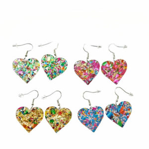 Wholesale Acrylic Valentine's Day Colorful Sequin Heart Shaped Love DIY Earrings