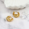 Wholesale Titanium Steel Wavy Shaped Earrings Fashionable 18K Gold Plated Stainless Steel Earrings
