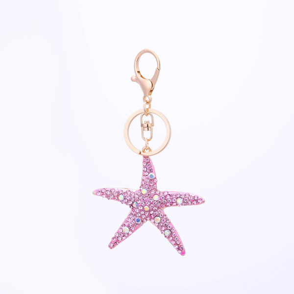 Wholesale Starfish Alloy Point Diamond Pendant Keychain