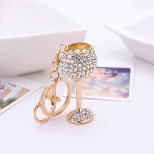 Wholesale Wine Glass Alloy Diamond Metal Keychain