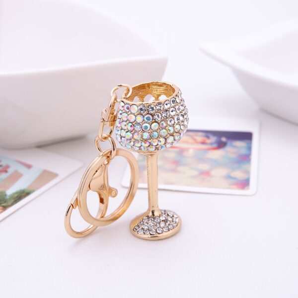 5687263163_173885876 Wholesale Wine Glass Alloy Diamond Metal Keychain
