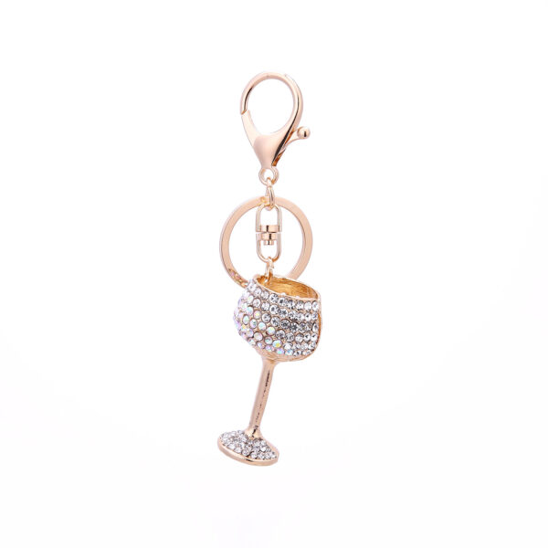5688275837_173885876 Wholesale Wine Glass Alloy Diamond Metal Keychain