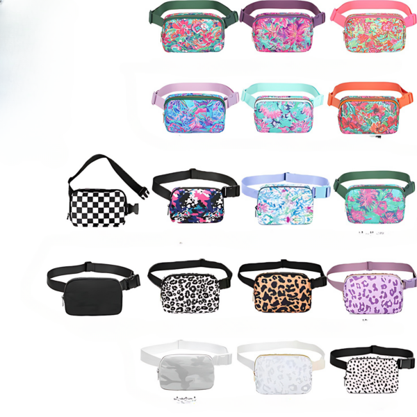 Wholesale Leopard Plaid Waist Bag Lightweight Outdoor Sports Waterproof Shoulder Messenger Bag