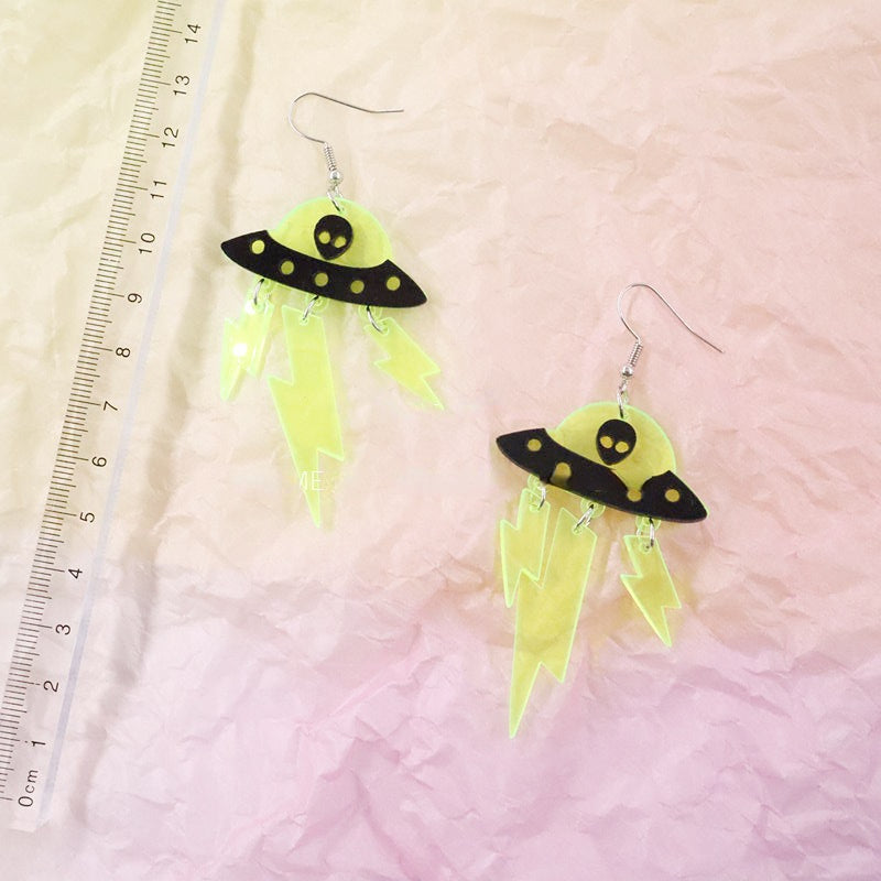 Wholesale Earrings Acrylic Funny Alien Fluorescent