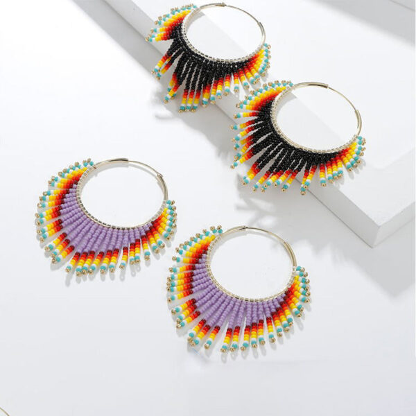 Wholesale Boho Tassel Gradient Bead Earrings OLY-ES-LC004
