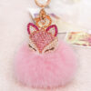 5d6cb66f13dda752501352111a25feb8 Wholesale Diamond Fox Head Rabbit Hair Hairball Zinc Alloy Keychains