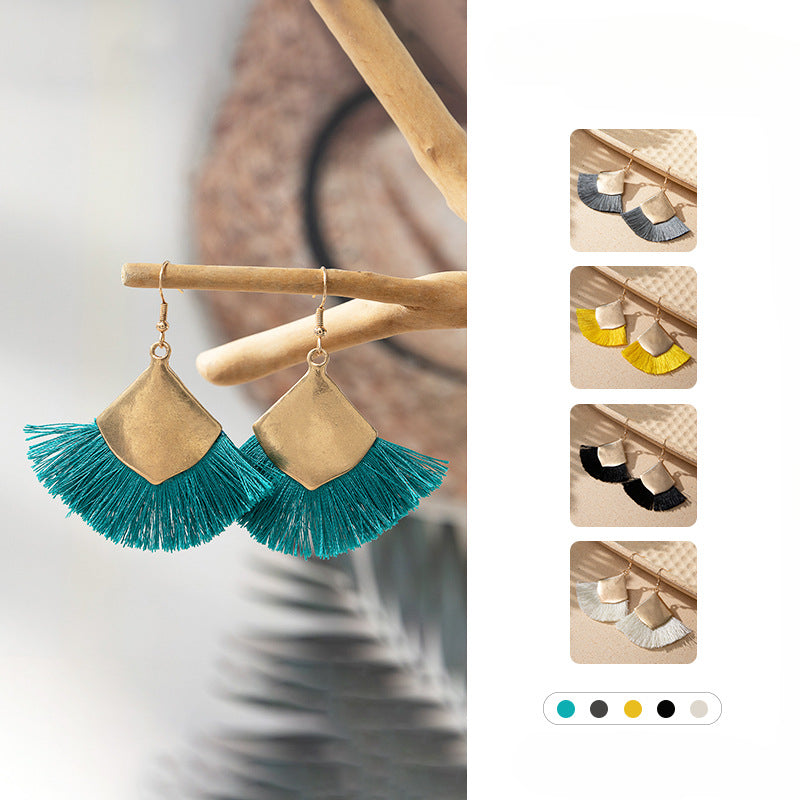 Wholesale Tassel Colorful Exaerated Earrings